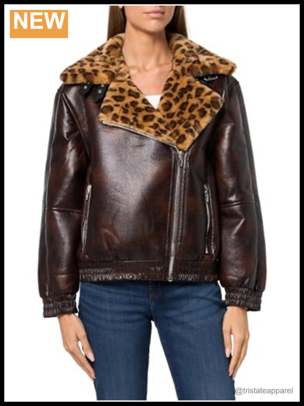 Vegan Leather Sherpa Bonded Jacket Women's Faux Fur
